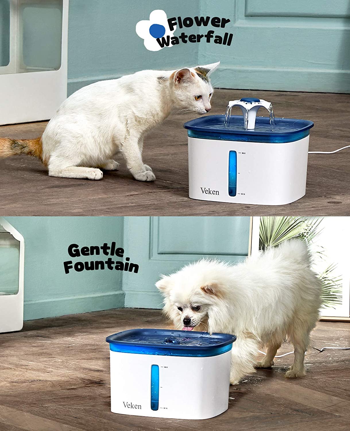 Automatic Cat Water Fountain Dog Water Dispenser with Smart Pump for Cats,