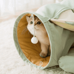 Funny Cat Bed Pet Tent 2 Holes Tunnel